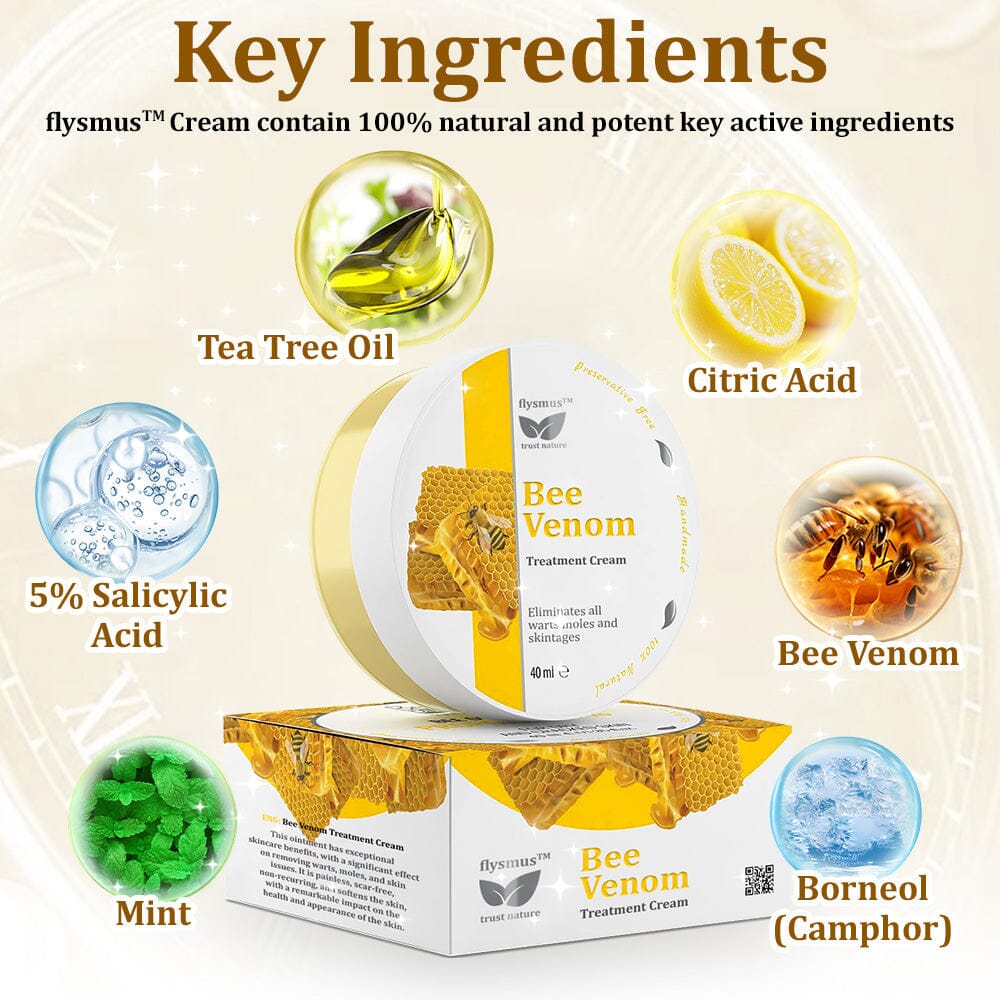 đâ
flysmus⢠Bee Venom Treatment Creamđ: Helps with Eczema, Psoriasis, Acne, Rosacea, Fungal Infections, and Warts