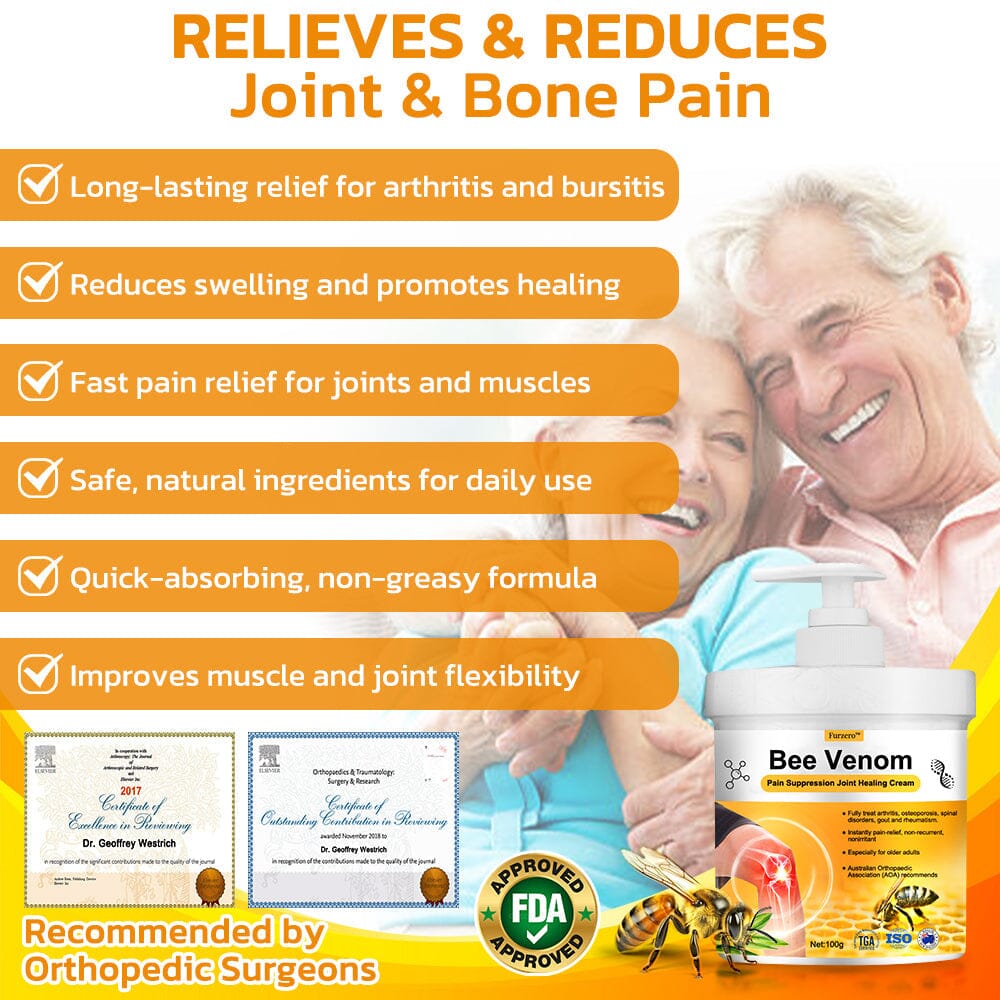 Furzero™ Bee Venom Pain Suppression Joint Healing Cream (👩🏼⚕️AAOS Recommended)