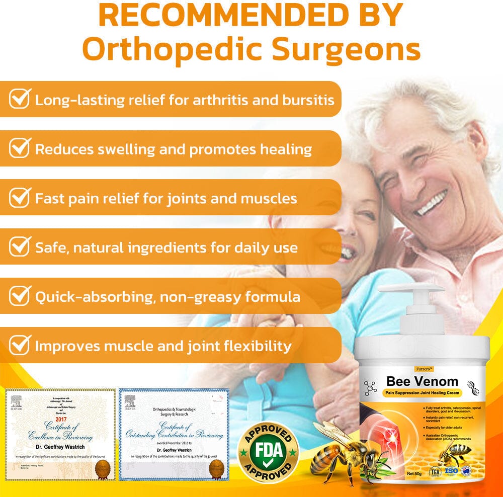 🇺🇸 Furzero™ Bee Venom Pain Suppression Joint Healing Cream (AAOS)Approved(Reducing joint swelling, pain, stiffness, redness, warmth, soreness, and joint fatigue)