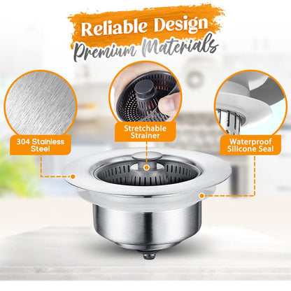 Stainless Steel 3-in-1 Kitchen Sink Drainer