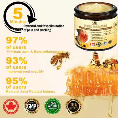✅Official Store: flysmus™ Bee-Venom Pain-Relief Bone Healing Cream👨‍⚕️Health Canada Professional Certification(Reducing joint swelling, pain, stiffness, redness, warmth, soreness, and joint fatigue)